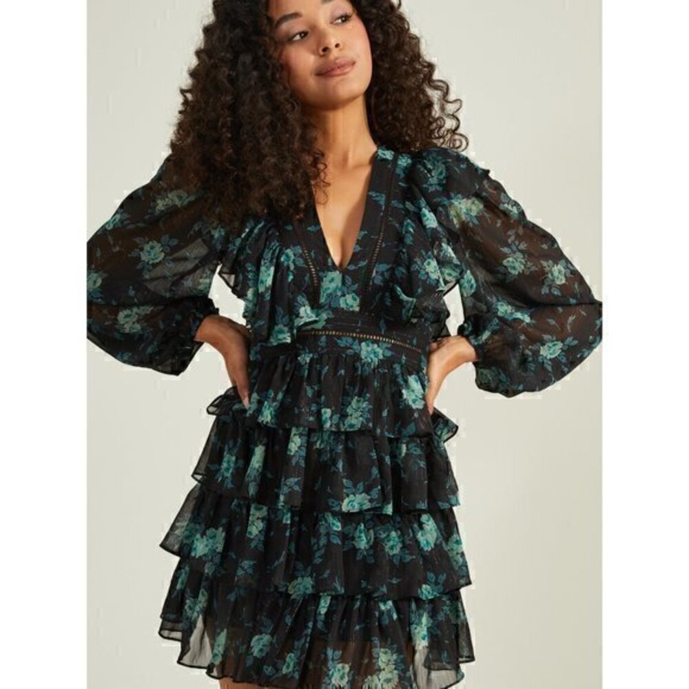 Altar'd State Maisley Ruffle Floral Mini Dress Size XS NWT
